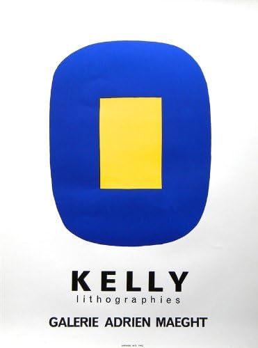 Ellsworth Kelly original lithograph poster "Jaune sur bleu" 1965 | Galerie Maeght