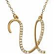 14k Yellow Gold Elegant U Initial Diamond Necklace