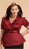 Plus Size Satin Charmeuse Wrap Blouse