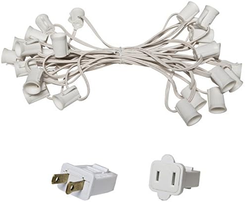 Holiday Seasons Commercial Grade Christmas Light Stringer, Candelabra Base C7, 12" Spacing, White Wire, 25 Feet Long, 25 Sockets (1 PACK)