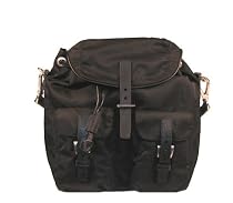 Prada Vela Nylon Backpack Style HandBag, Black