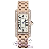Cartier Tank Americaine Ladies' Watch 18K Rose Gold Silver Dial Diamond Bezel WB7079M5 by Cartier