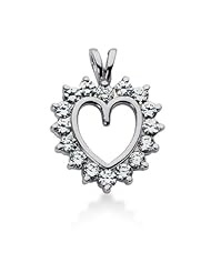 14K Gold Prong set Diamond Heart Pendant (1.44 cttw, F - G Color, SI2 Clarity)