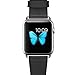 Apple Watch Band, J&D [Modern Series] 42mm Genuine Leather Strap Wrist Band Replacement w/ Metal Clasp Adapter for Apple Watch All Models 42mm (Black)