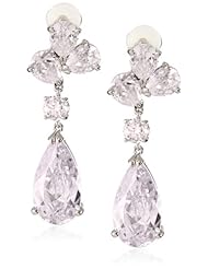CZ by Kenneth Jay Lane "Glamorous Pears" Rhodium-Plated Cubic Zirconia Clip Earrings