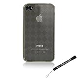 Argyle Smoke Flexi Skin Cover for Apple iPhone 4 / 4th Generation compatible with 16GB / 32GB + 4-inch eBigValue (TM) Determination Hand Strap Key Chain
