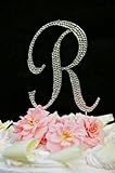IMAGE OF Swarovski Crystal Monogram Wedding Cake Topper Large Letter R
