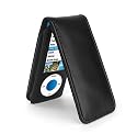 Luxury Black Leather Flip Case for iPod Nano 5th Generation 8GB / 16GB