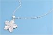 Necklace with Flower Pendant - White Mother of Pearl and Clear CZ - Sterling Silver, 16-18" Chain, 20 mm Pendant Height