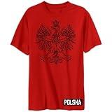 T-Shirt Red  Poland Coat - Polish National Pride - Polska  Country