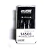 Pack of Two DE 14500 Li-ion Button Top Rechargeable Batteries with Charger in Retail Packaging - 750mAh, 3.7V