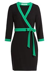 Spring 3/4 Sleeves Wrap Cotton/Elastane/Viscose  Dress