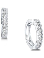 0.25 cttw. Diamond Earrings Fashion Hoops 14K Yellow Gold