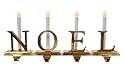 N-O-E-L 4-Piece Lighted Brass Stocking Holder Set With Candle Lamps #H90126