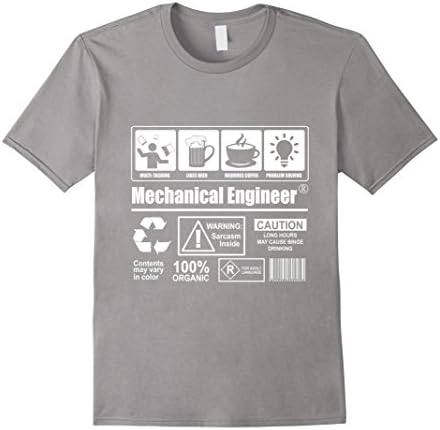 Men's Mechanical Engineer T-Shirt Multi Tasking Beer Coffee Large Slate