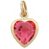 Heart Charm October Birthstone 14K Gold 9.5mm