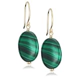 14k Yellow Gold Malachite Earrings