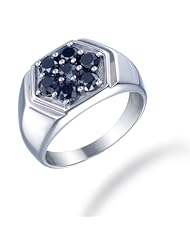 2.50 CT Mens Black Diamond Cluster Ring in Sterling Silver (Available In Sizes 7 - 12)