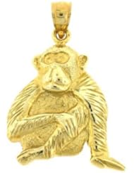Dazzlers Solid 14k Gold Monkey Charm Pendant Available in three colors from jewelsberry (weights: 4.4 grams only)