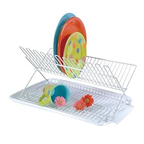  Better Houseware Item 34880 2-Piece Folding Dish Rack and Drain Board Set, White
