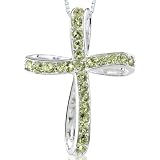 1.50cts Round Cut Peridot Cross Pendant in Sterling Silver
