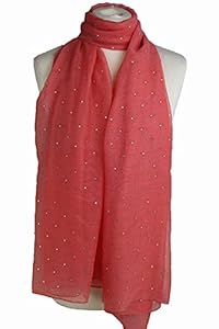 Beautiful Red Stone Studded Large Oversized Maxi Soft Shawl Scarf Hijab Sarong Wrap