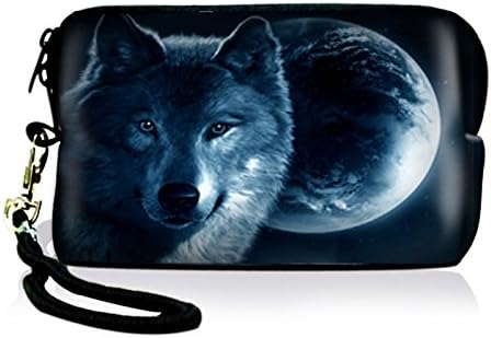 ICOLOR Wolf Design Digital Camera Case Bag Pouch Coin Purse with Strap For Sony Samsung Nikon Canon Kodak