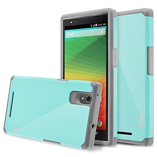ZTE ZMAX Case, RANZ Grey With Aqua Blue Hard Impact Dual Layer Shockproof Bumper Case For ZTE ZMAX Z970 (T-Mobile) ZTE ZMAX Case, RANZ Grey With Aqua Blue Hard Impact Dual Layer Shockproof Bumper Case For ZTE ZMAX Z970 (T-Mobile)
