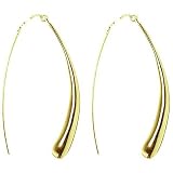 18kt Gold Over Sterling Silver Organic Teardrop Long Bar Thread Earrings