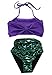 Little Girls 2 Pcs Princess Mermaid Tail Swimmable Costumes Bikini Set Swimwear, Purple and Green, Small / 2-3 Years