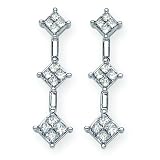 14K White Gold 5/8 ct. Princess Cut Diamond Earrings