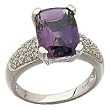 14Kt White Gold Genuine Amethyst Diamond Ring