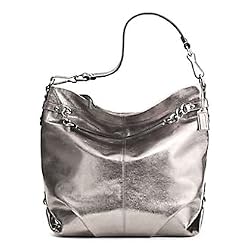Coach Leather Large Brooke Convertible Hobo Bag Purse 16618 Pewter Silver