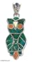Chrysocolla and jasper pendant, 'Ancestral Owl' 0.6" W 1.6" L