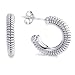 Jewelry : Sterling Silver Round Links Medium Hoop Earring