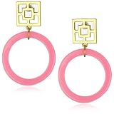 Trina Turk Brick And Gold Hoop Earrings In Hot