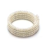 Bling Jewelry Four Row 6mm Pearl Collar Choker Necklace with Silver Plated Links
