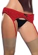 Christmas Micromesh Rumba Garter Belt With Contrast Satin Bow