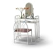 White Metal Makeup Vanity Set - Sturdy Vanity Large Mirro & Bench
