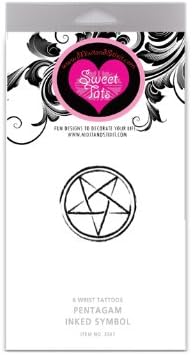 SweetTats Inked Pentagram Wrist Temporary Tattoo Pack - 6 Precut Tattoos Per Pack