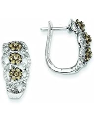0.9 Carat 14K White Gold Champagne/White Diamond Flower Black Rhodium-plated Hinged H