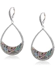 Judith Jack "Slices of Color" Sterling Silver, Marcasite, Abalone Teardrop Earrings