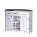 Home Styles Furniture Large White Base and Stainless Steel Top Buffet Kitchen Island