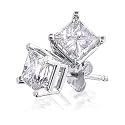 14K White Gold Princess Diamond 4-Prong Stud Earrings (1/3ctw, J-K, I2-I3)