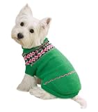 Dog Sweater - Fashionable Green Intarsia Sweater - XX-Small (XXS)