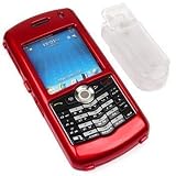 Bargaincell- Brand New RIM Blackberry 8100 Pearl PDA Smartphone Protective Red Solid Snap On Crystal Cover Case with Removable Belt Clip