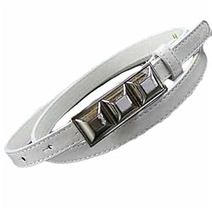 THIN WHITE PYRAMID CHROME BAR BUCKLE BELT - MEDIUM