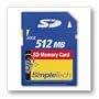 SIMPLETECH 512MB SECURE DIGITAL CARD - 512 MB - SECURE DIGITAL (SD) CARD (STI-SD-512)
