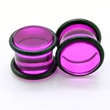 Purple Acrylic Plain UV Double O-Ring Ear Gauges Plugs ~ 6G ~ 4.1mm ~ Sold as a Pair