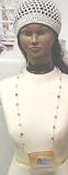 Hand Crocheted Silver Metallic Gimp Skull Cap for Women and Teens Offered in Combination with Ivory...